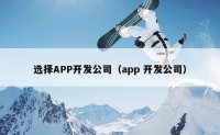 选择APP开发公司（app 开发公司）